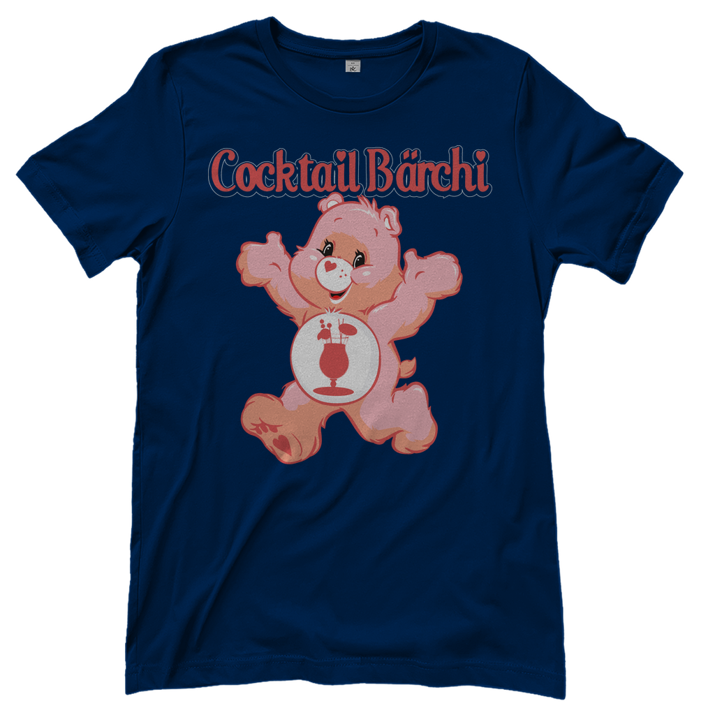 Dunkelblaues Cocktail Bärchi Glücksbärchi Damenshirt mit Glas