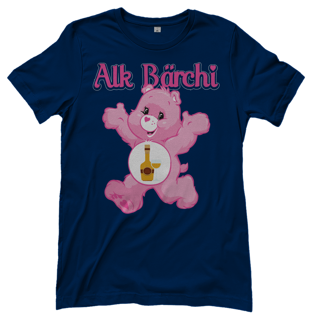 Dunkelblaues Damenshirt mit Alk Bärchi Glücksbärchi Design