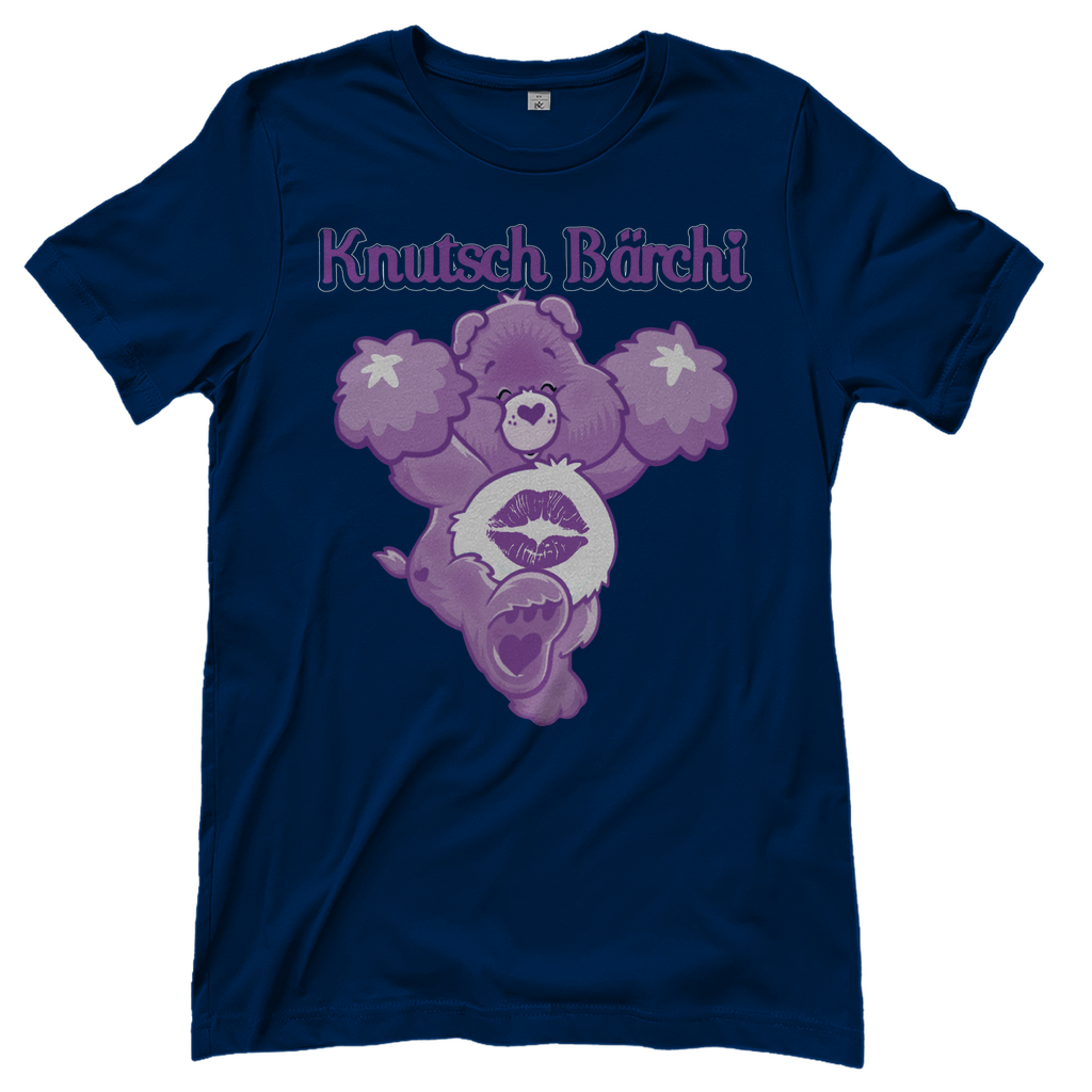 Dunkelblaues Damenshirt mit Knutsch Bärchi Glücksbärchi Design