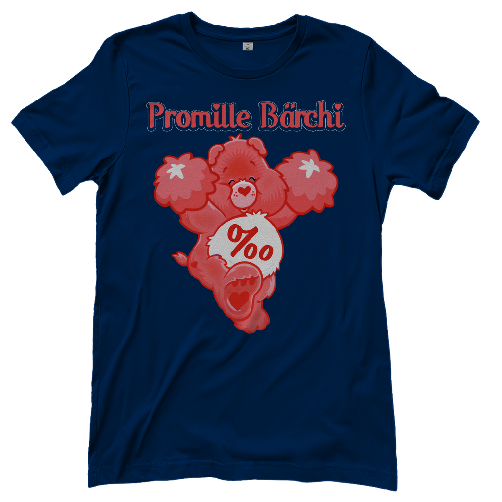 Dunkelblaues Damenshirt mit Promille Bärchi Glücksbärchi Design