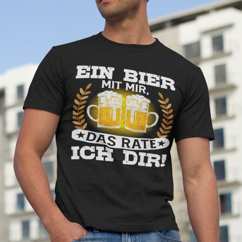 Bio Herren Premium Fun Shirt Ein Bier mit mir das rate ich dir Bierspruch