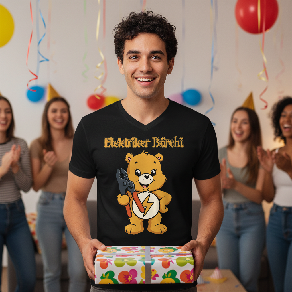 Elektriker Bärchi - Glücksbärchi - Herren V-Neck T-Shirt