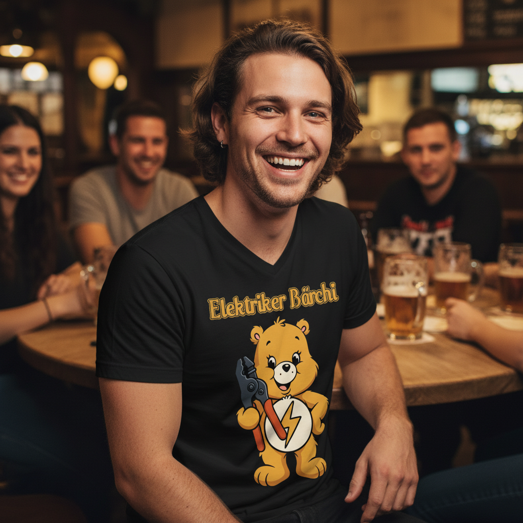 Elektriker Bärchi - Glücksbärchi - Herren V-Neck T-Shirt