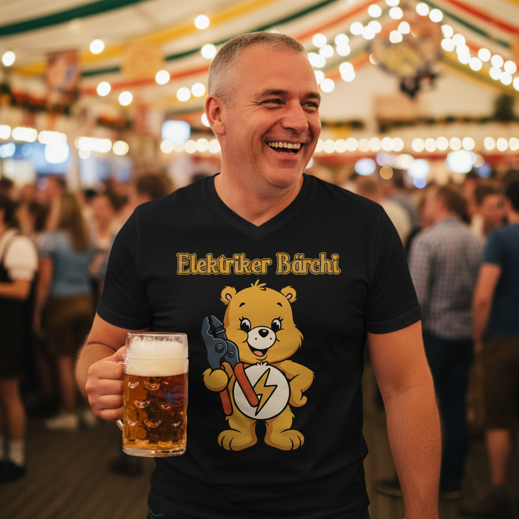 Elektriker Bärchi - Glücksbärchi - Herren V-Neck T-Shirt