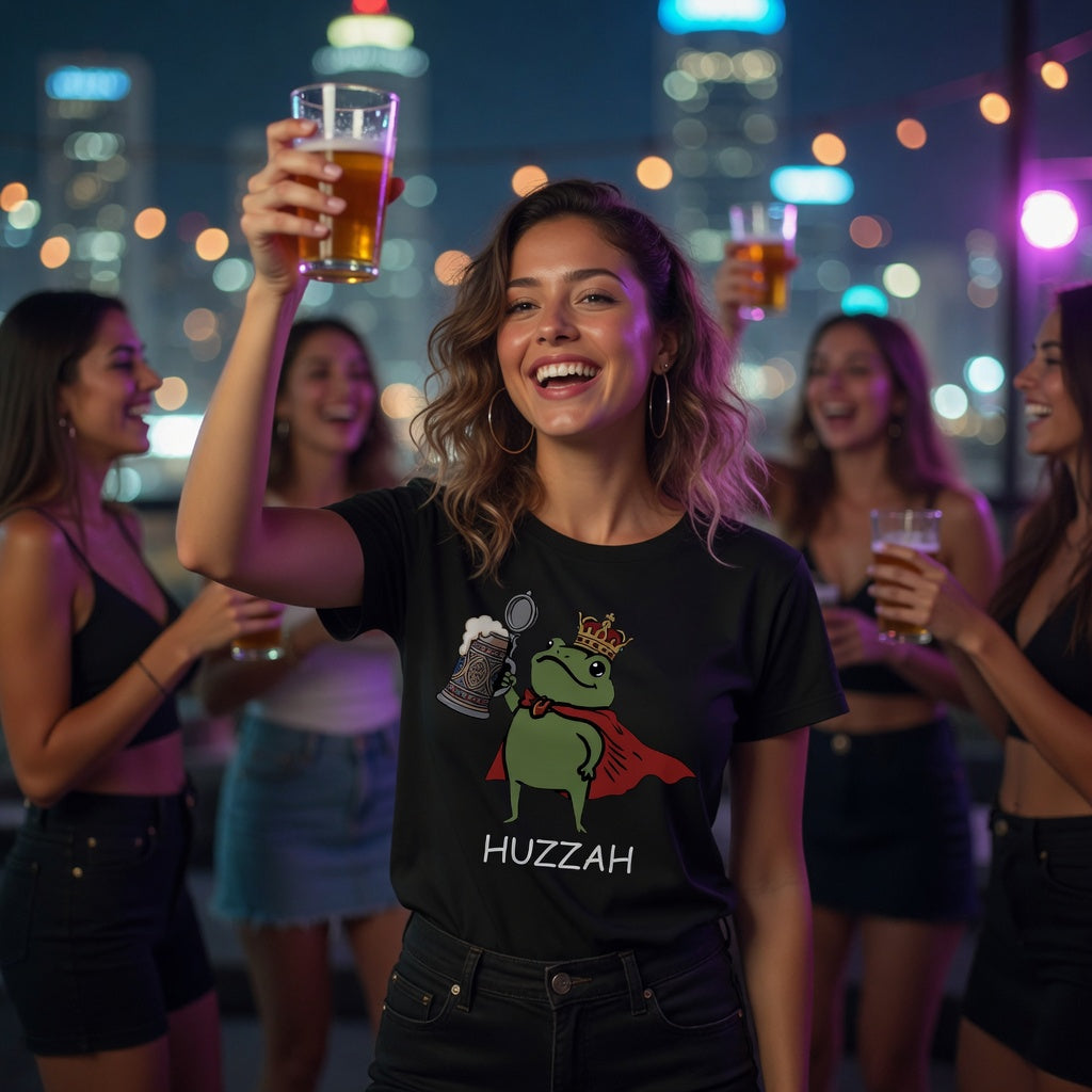 Froschkönig mit Bier HUZZAH - Damen T-Shirt