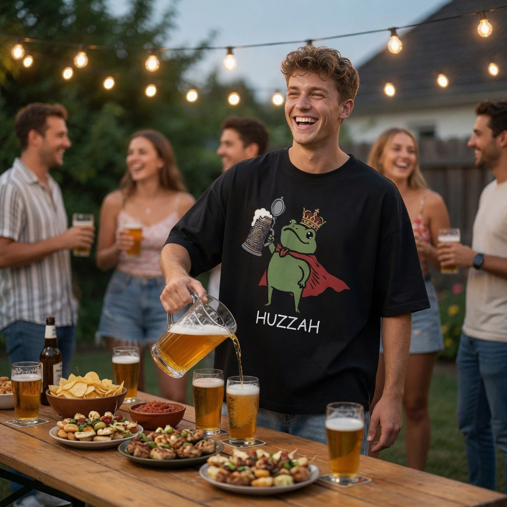 Froschkönig mit Bier HUZZAH - Jack and Jones Oversize T-Shirt