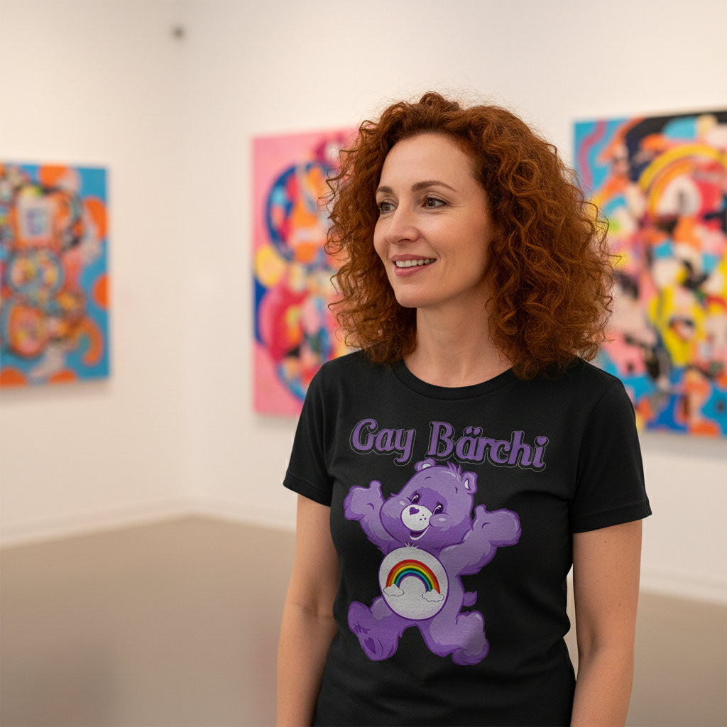 Gay Regenbogen LGBTQ Bärchi Glücksbärchi - Damen Premium Bio T-Shirt Schwarz