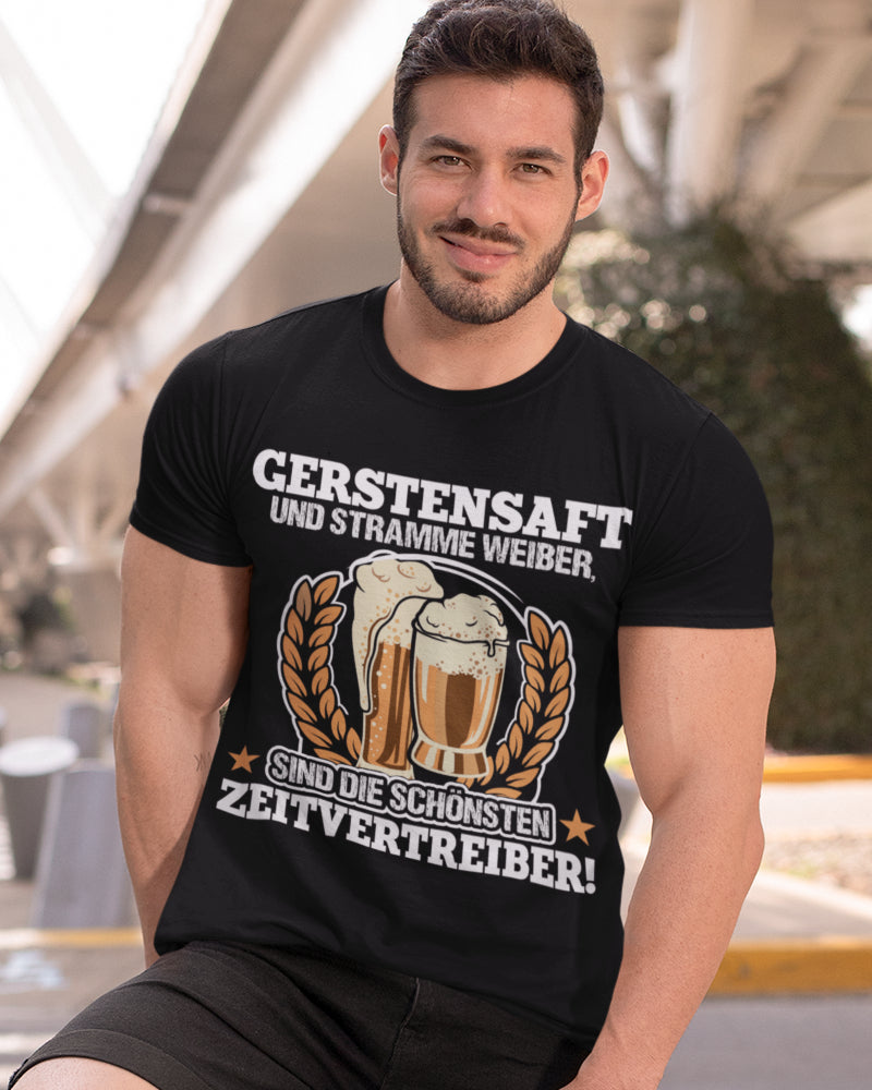 Gerstensaft und stramme Weiber Shirt – Derb lustiges T-Shirt Bierwitz für Herren