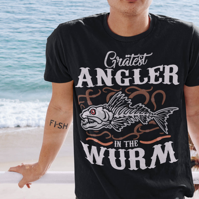 Angler Shirt Grätest Angler Wurm Fisch Motiv Humor Geschenk für Männer