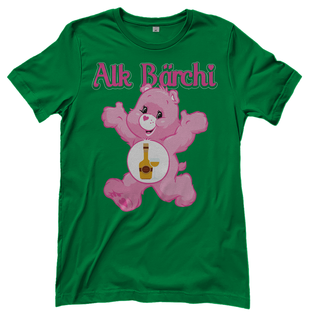 Grünes Damenshirt mit Alk Bärchi Glücksbärchi Design