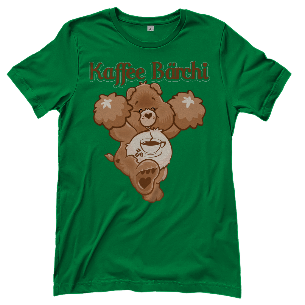 Grünes Damenshirt mit Kaffee Bärchi Design