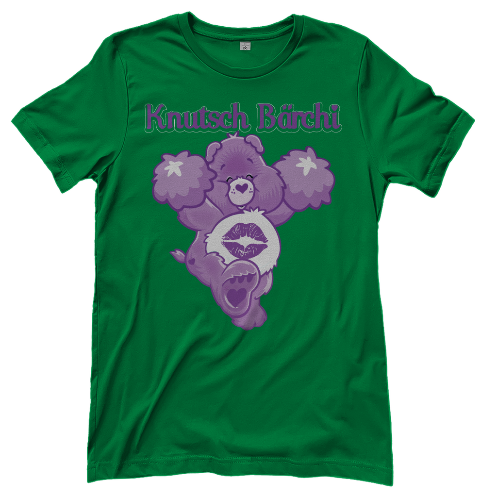 Grünes Damenshirt mit Knutsch Bärchi Glücksbärchi Design