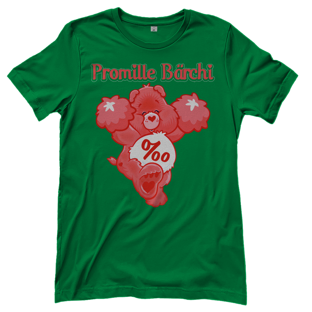 Grünes Damenshirt mit Promille Bärchi Glücksbärchi Design
