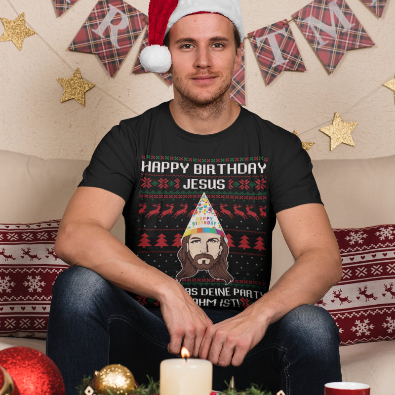 Ugly Christmas Shirt Männer – Happy Birthday Jesus Party Lahm Weihnachten