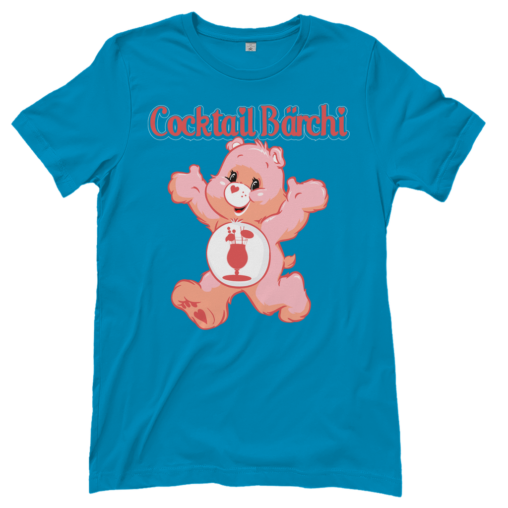 Hellblaues Cocktail Bärchi Glücksbärchi Damenshirt mit Glas