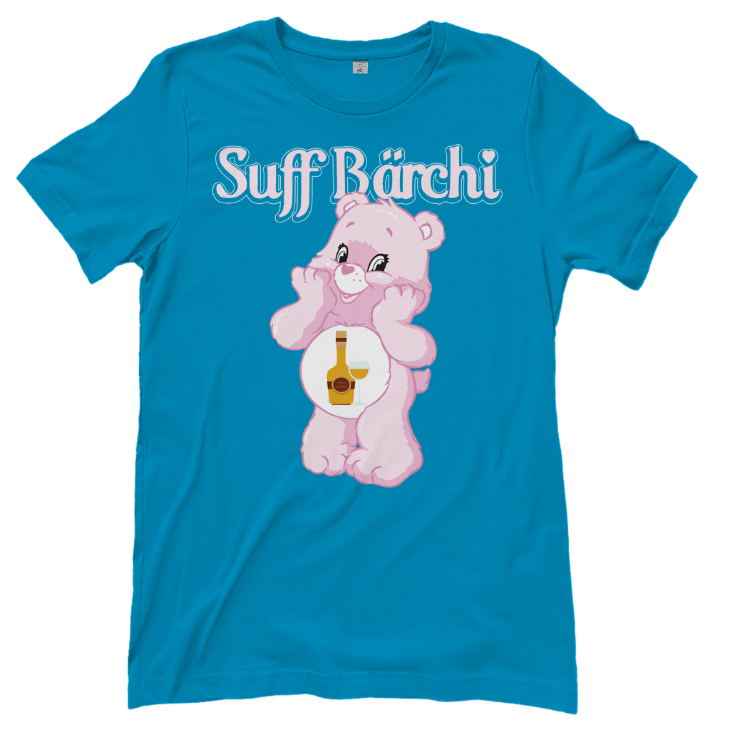 Hellblaues Suff Bärchi Glücksbärchi Damenshirt mit Glas
