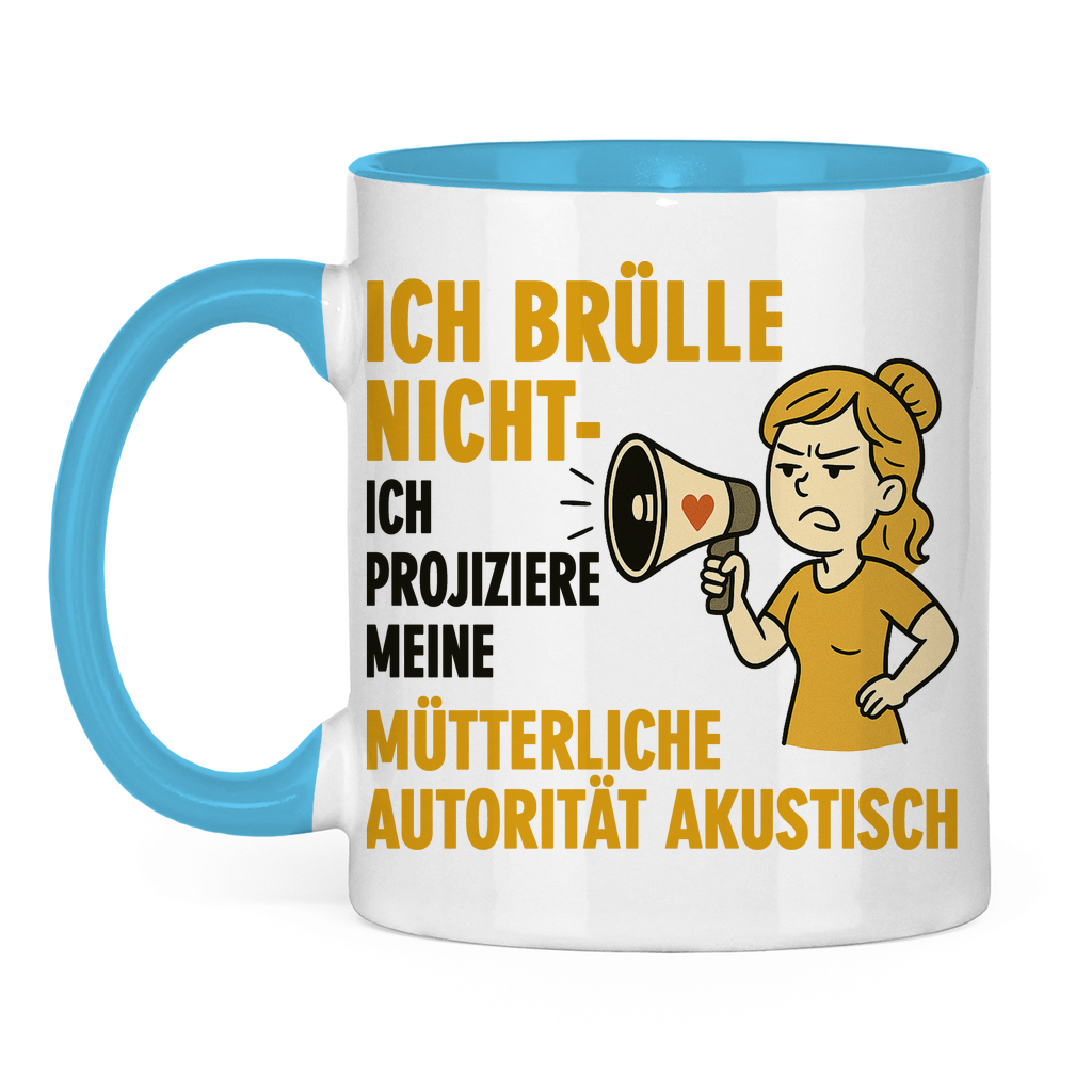Ich brülle nicht zweifarbige Tasse in blau