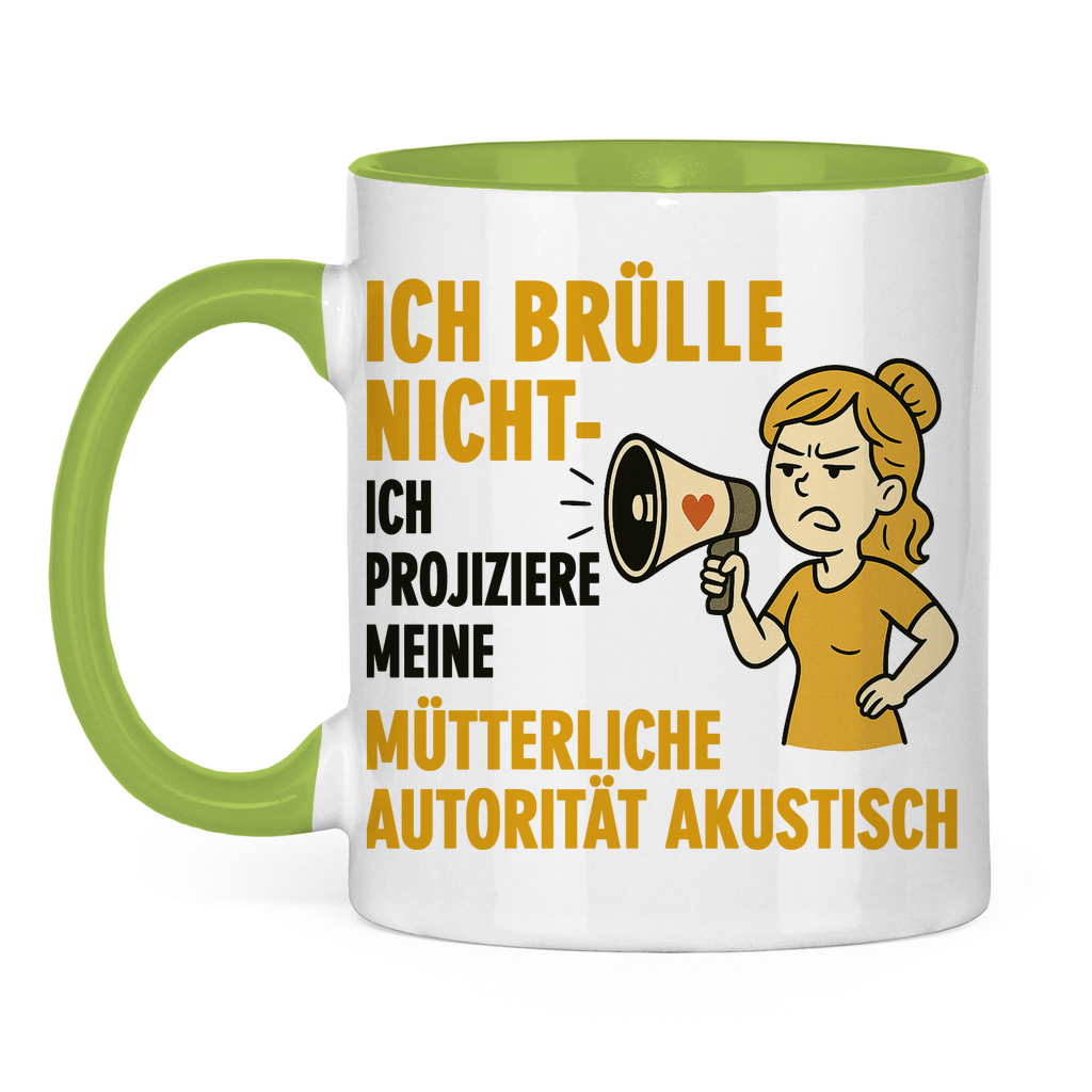 Ich brülle nicht zweifarbige Tasse in grün