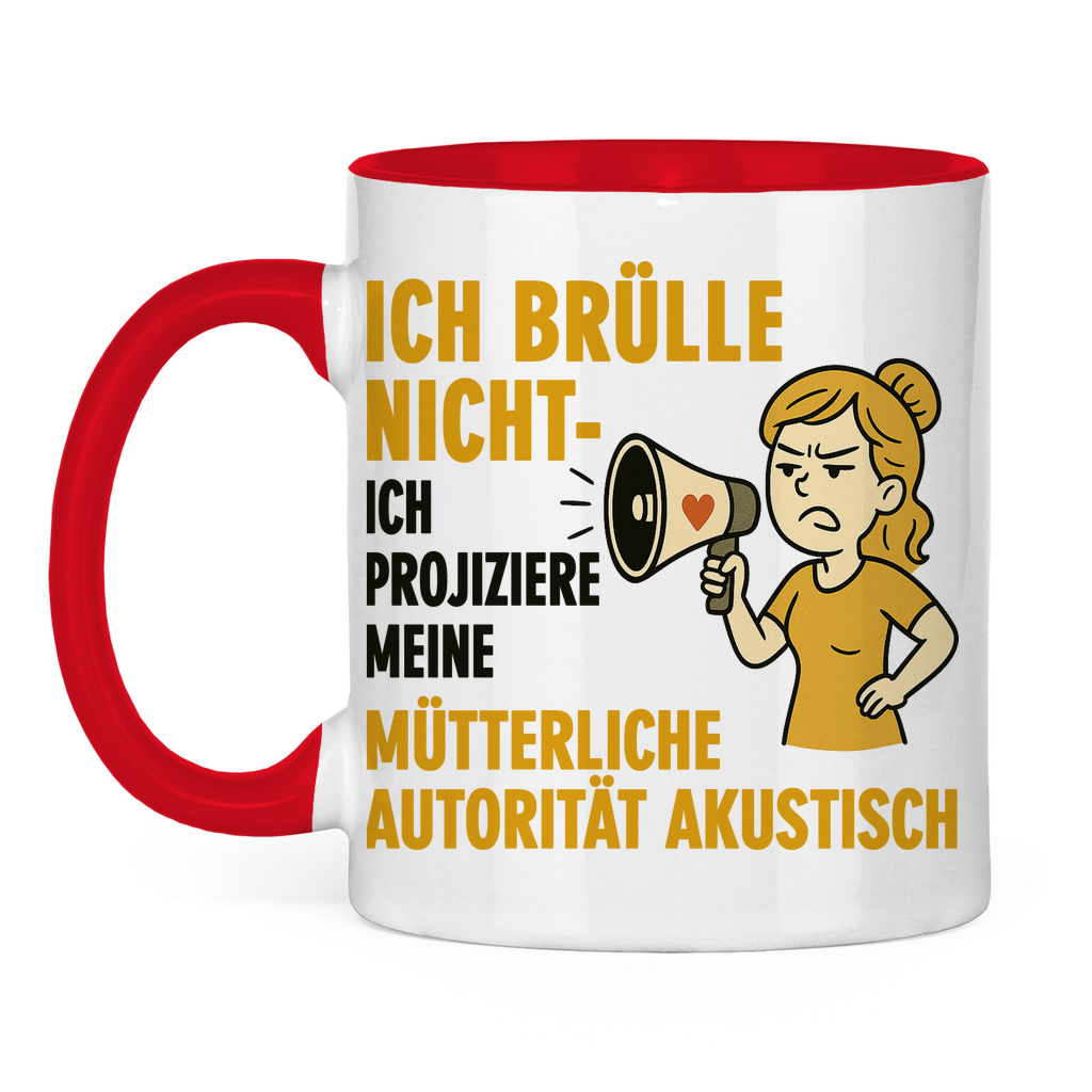 Ich brülle nicht zweifarbige Tasse in rot