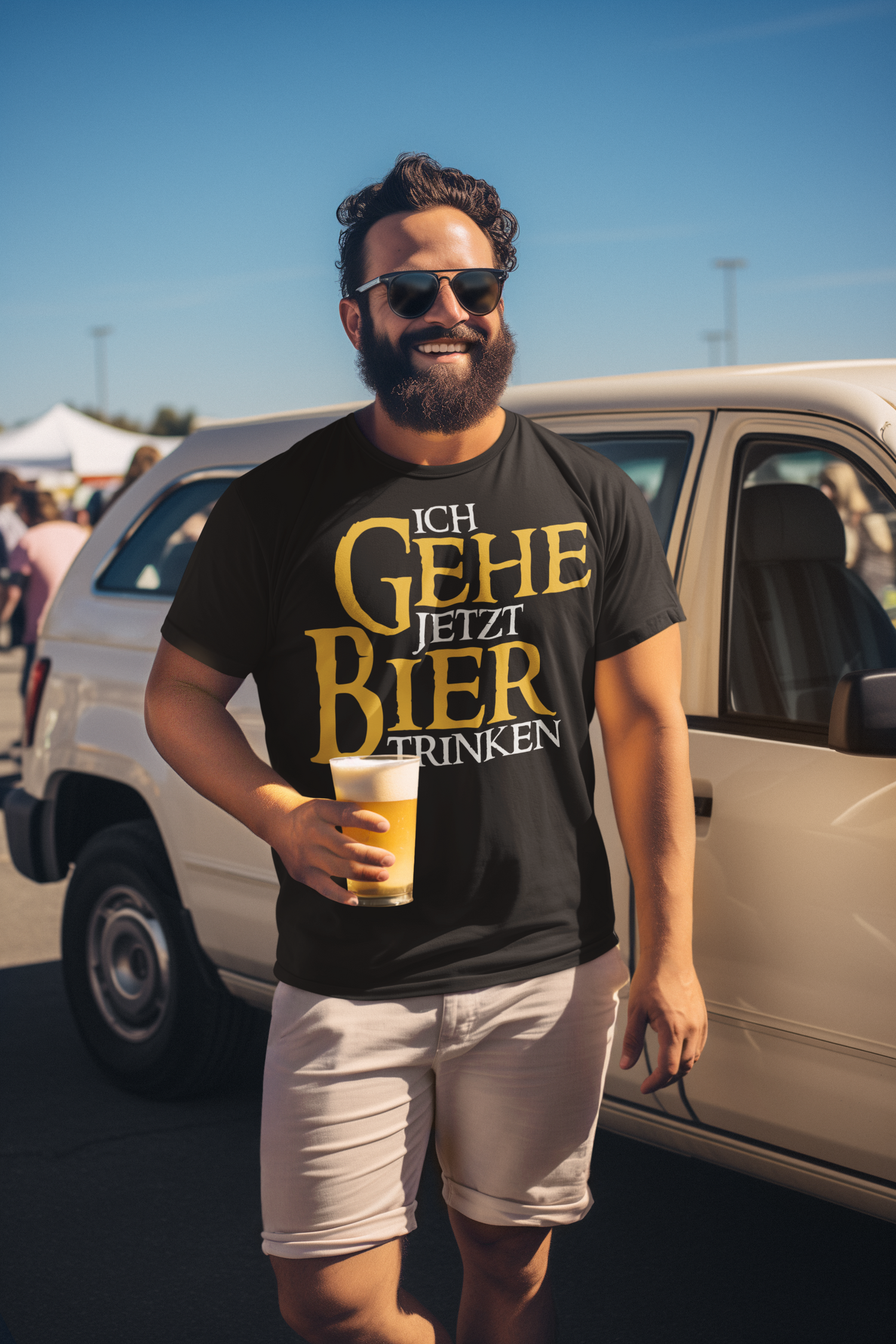 Ich gehe jetzt Bier trinken Herren Shirt mit Model
