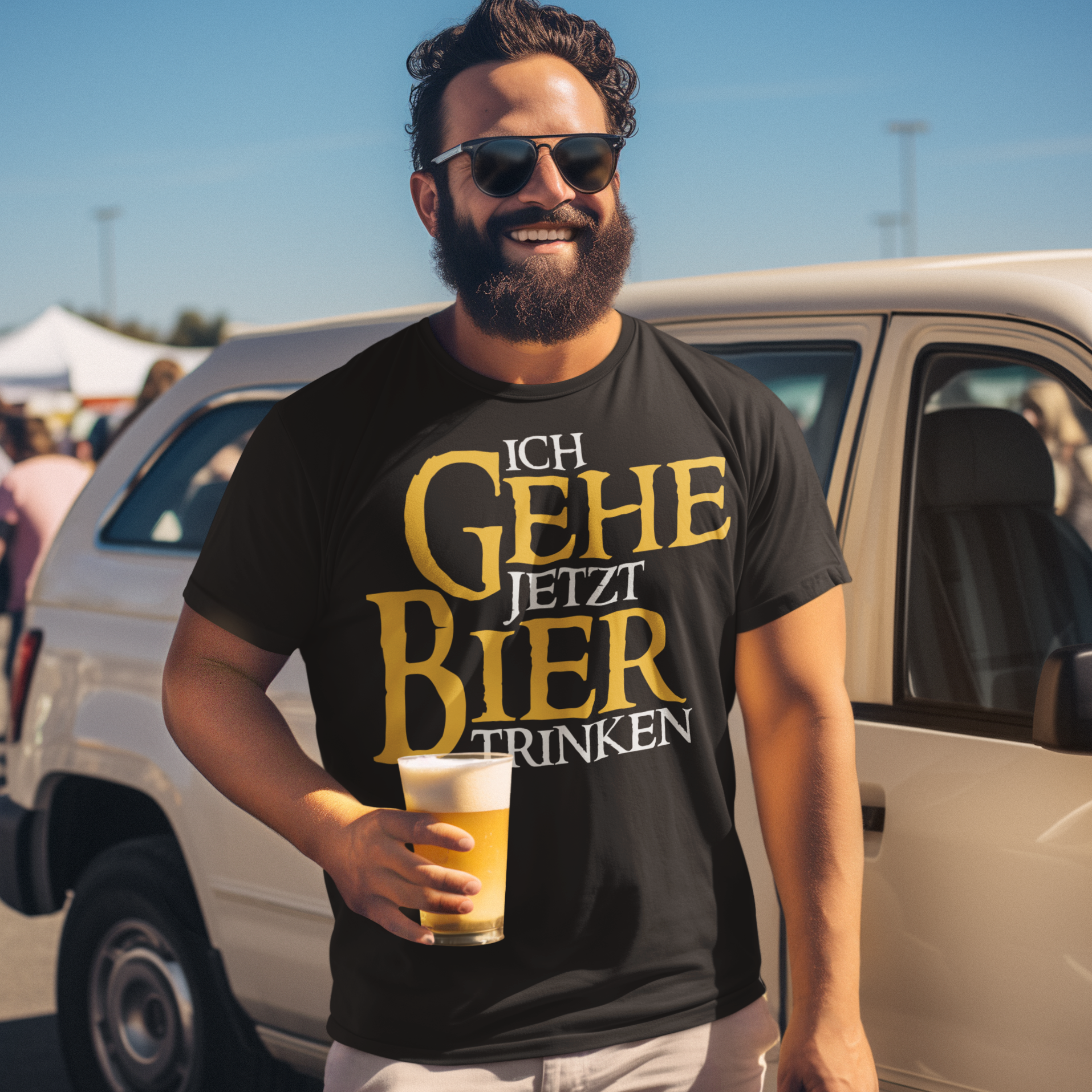 Ich gehe jetzt Bier trinken HDR - Beidseitiger Druck - Herren Shirt