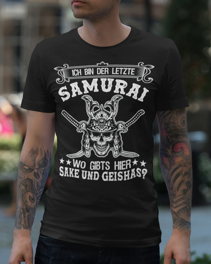 Ich bin der letzte Samurai Shirt Männer – Sake Geisha Totenkopf T-Shirt
