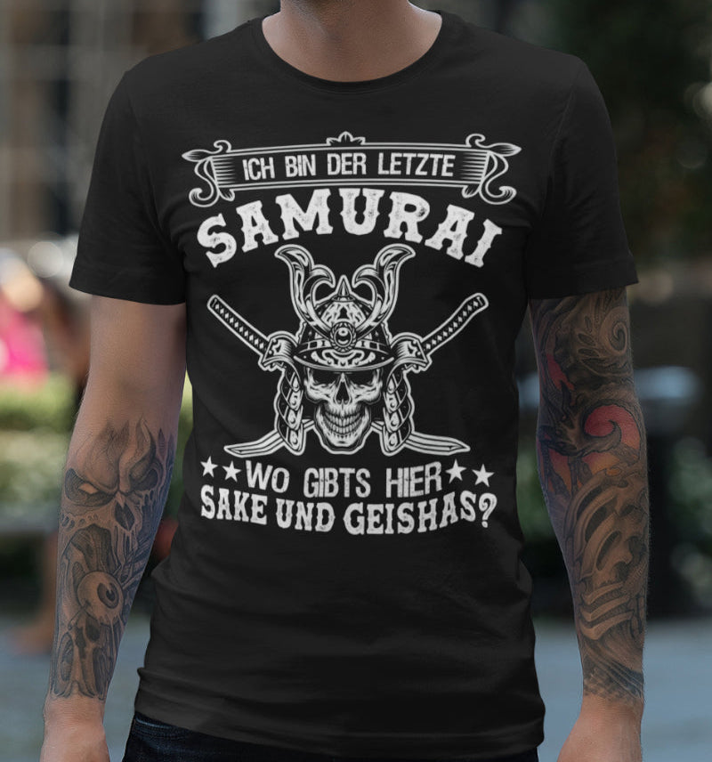 Ich bin der letzte Samurai Shirt Männer – Sake Geisha Totenkopf T-Shirt