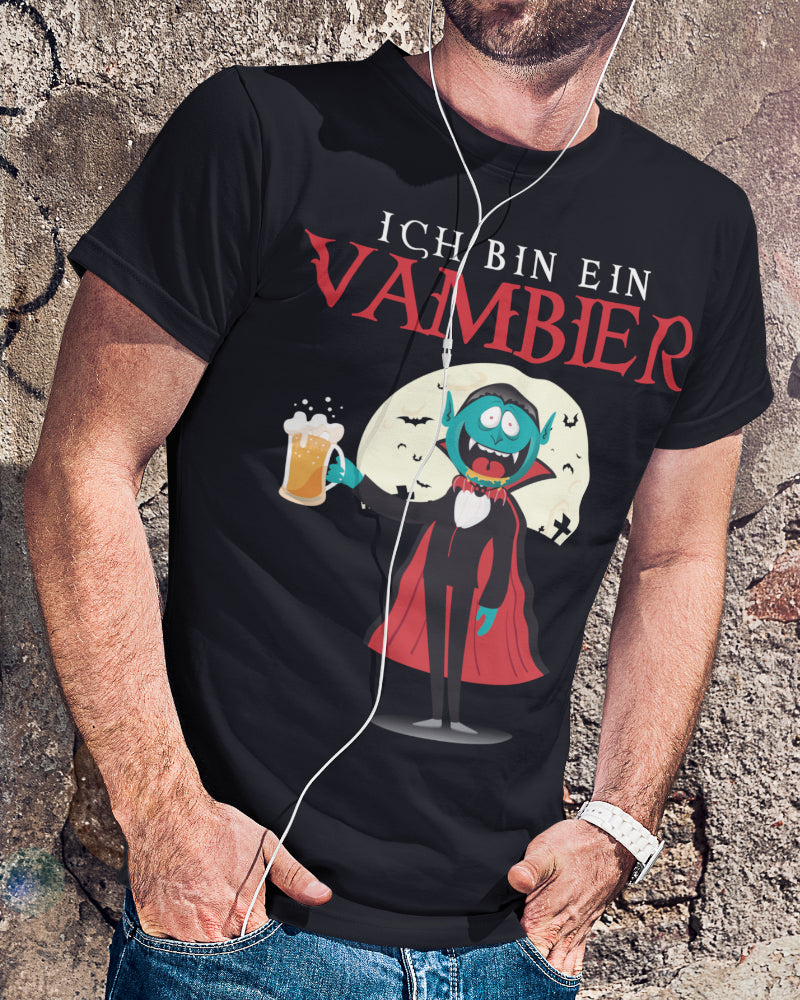 Herren Shirt Ich bin ein Vambier lustiger Vampir Bier Spruch Halloween Party