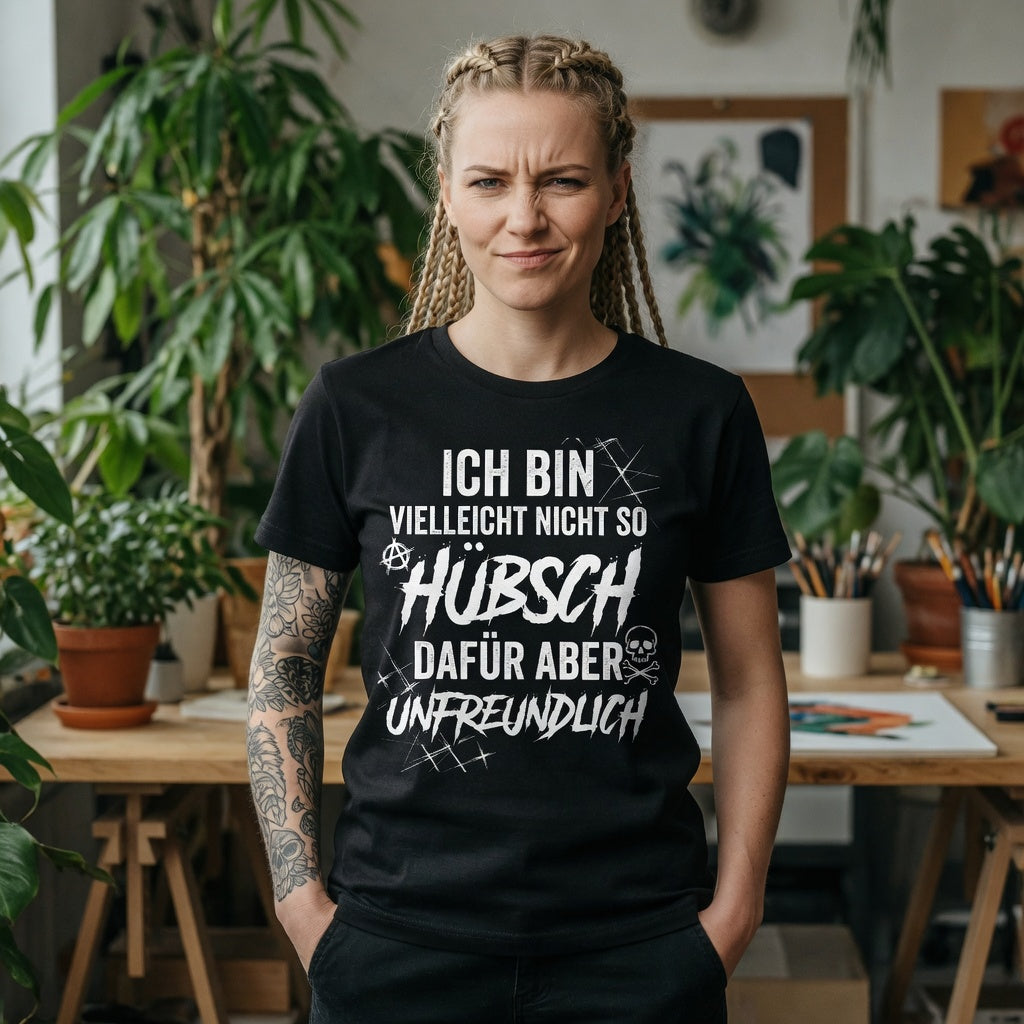 Ich bin vielleicht nicht so hübsch dafür aber unfreundlich - Damen Premium Bio T-Shirt