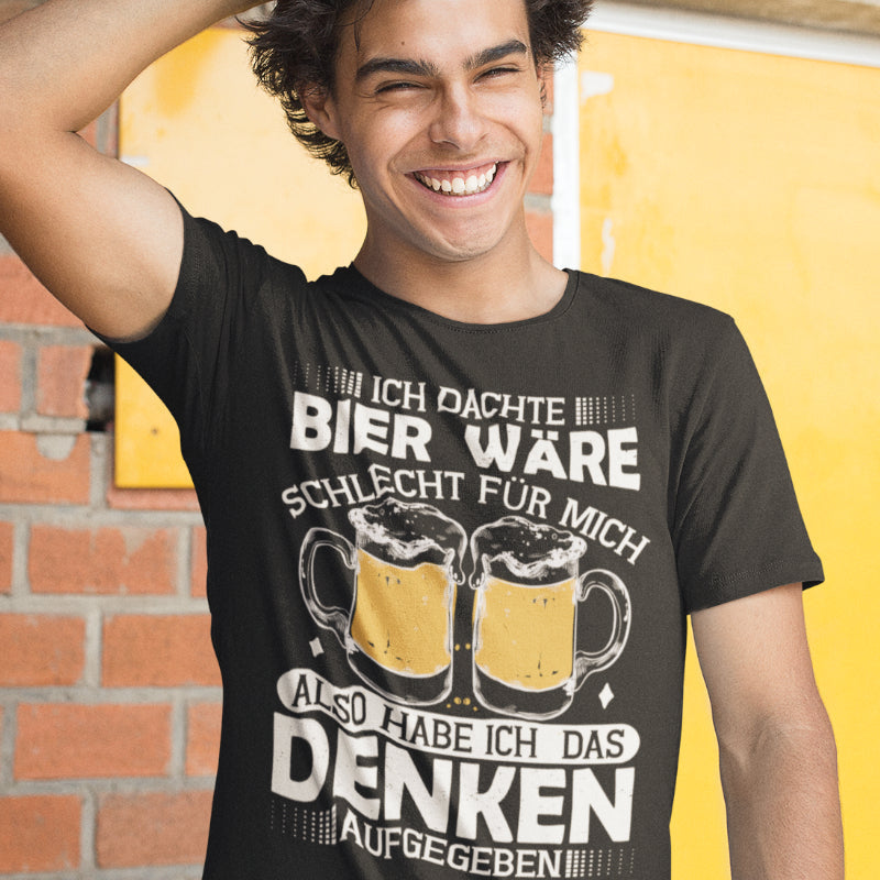 Herren Bio T-Shirt Bier Spruch Ich dachte Bier wäre schlecht für mich T-Shirt