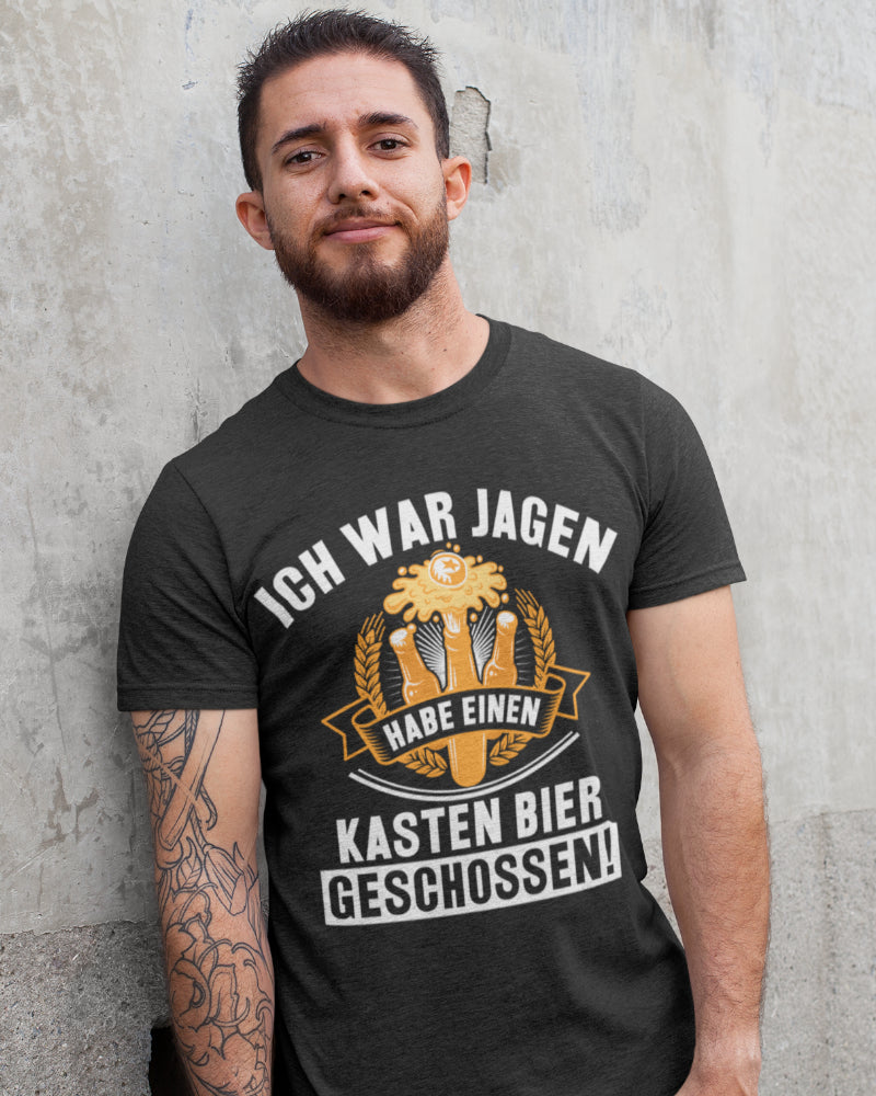 Jagd Suff Shirt Männer – Ich war Jagen und habe einen Kasten Bier geschossen!
