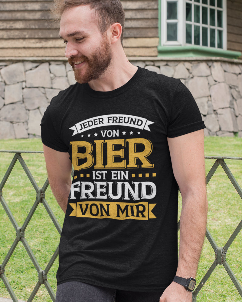 Herren T-Shirt mit Bier Spruch – Freunde von Bier ist Freund von mir
