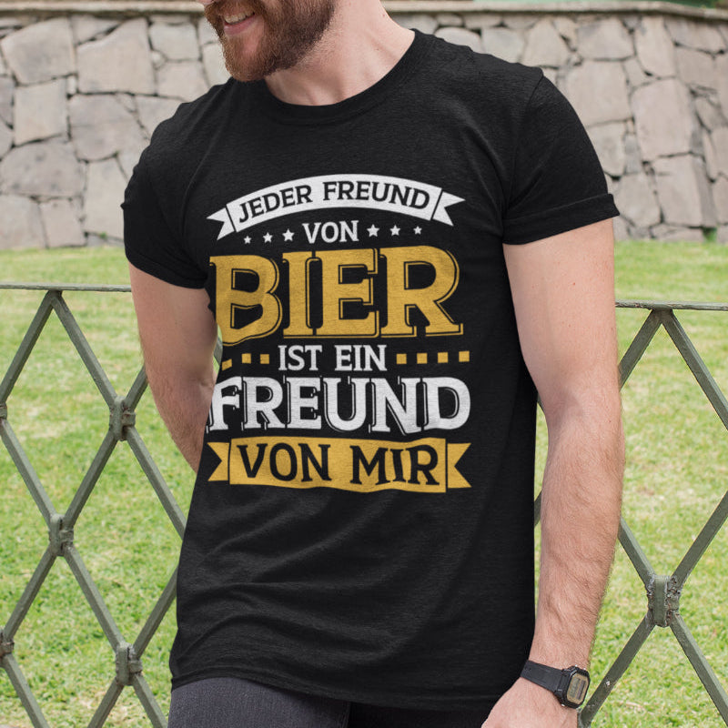 Herren T-Shirt mit Bier Spruch – Freunde von Bier ist Freund von mir