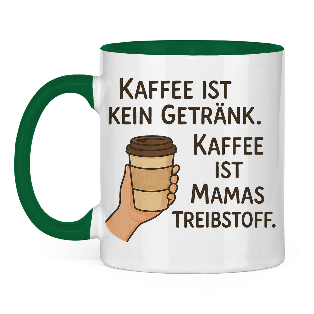 Kaffee ist Mamas Treibstoff Tasse zweifarbig in grün