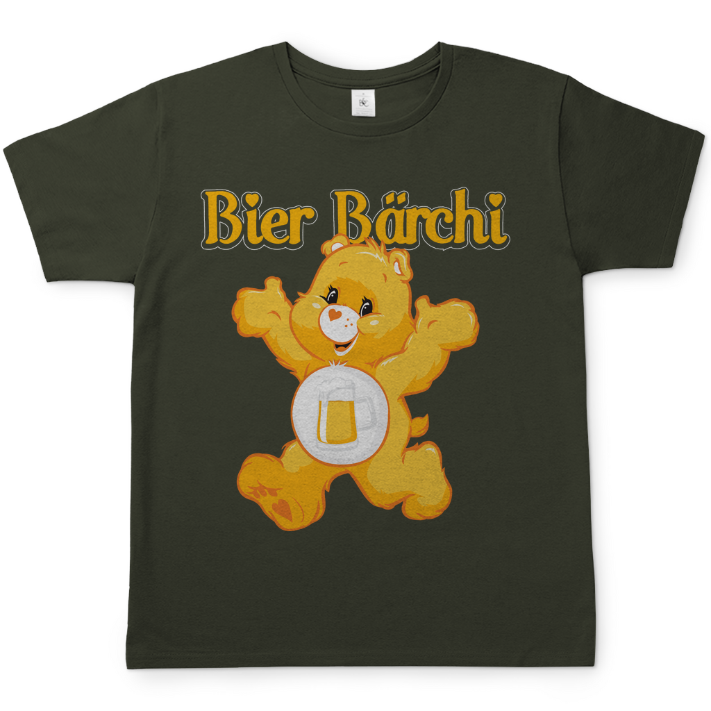 Khaki Bier Bärchi Glücksbärchi Herren Shirt mit Bierglas