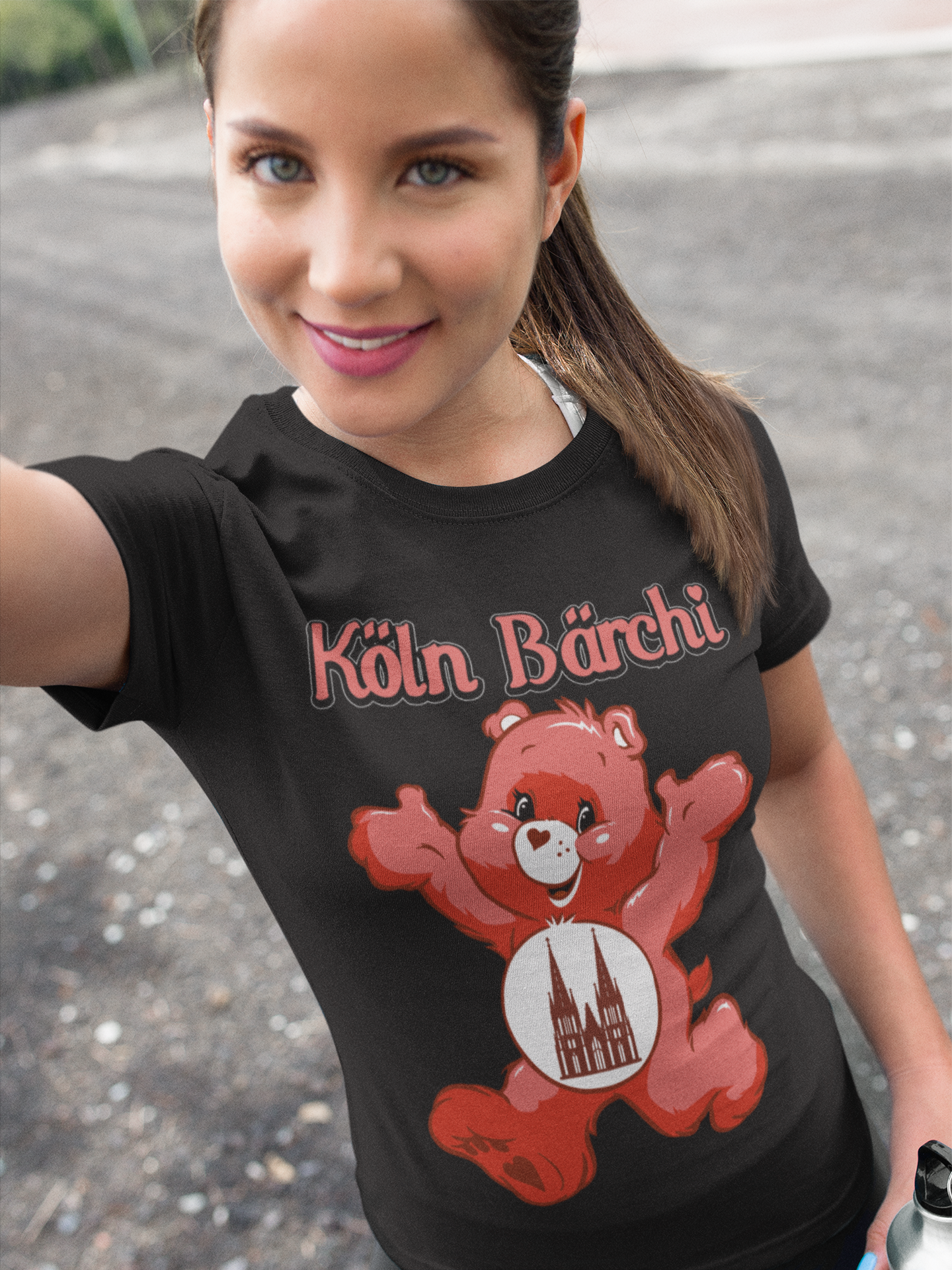 Köln Bärchi Rot Glücksbärchi - Damen Premium Bio T-Shirt Schwarz