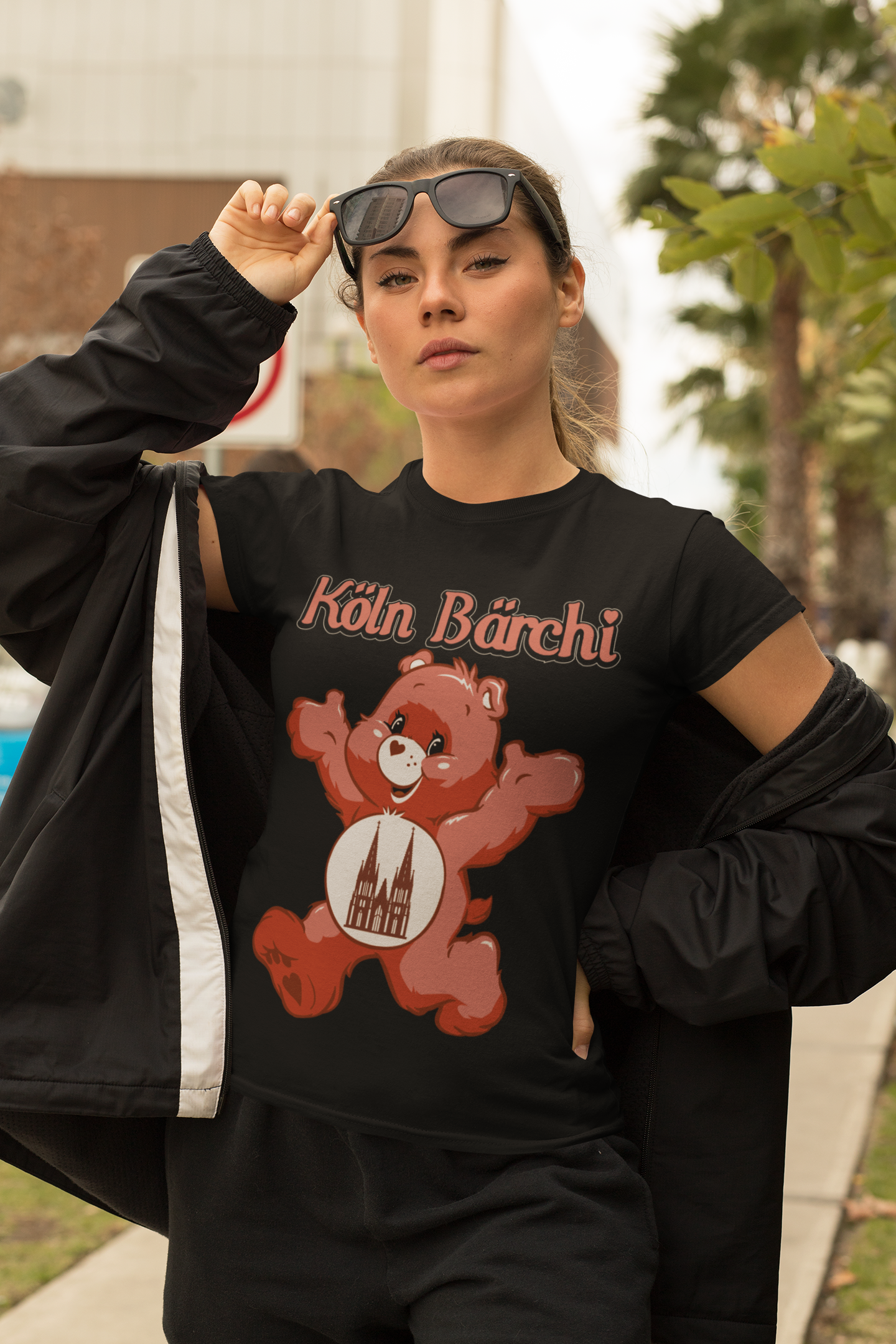 Köln Bärchi Rot Glücksbärchi - Damen Premium Bio T-Shirt Schwarz