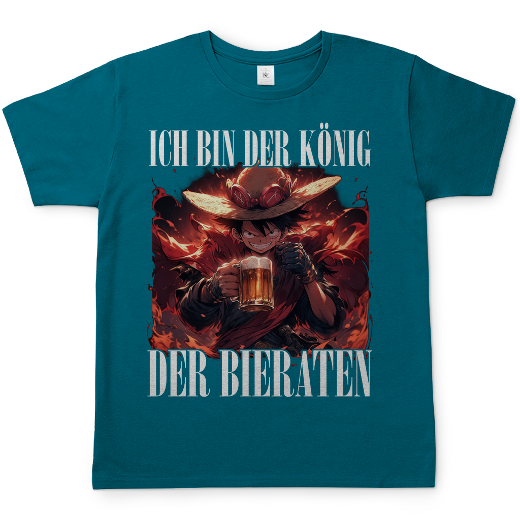 König der Bieraten Herren Shirt mit One Piece Ruffy in Diva Blau
