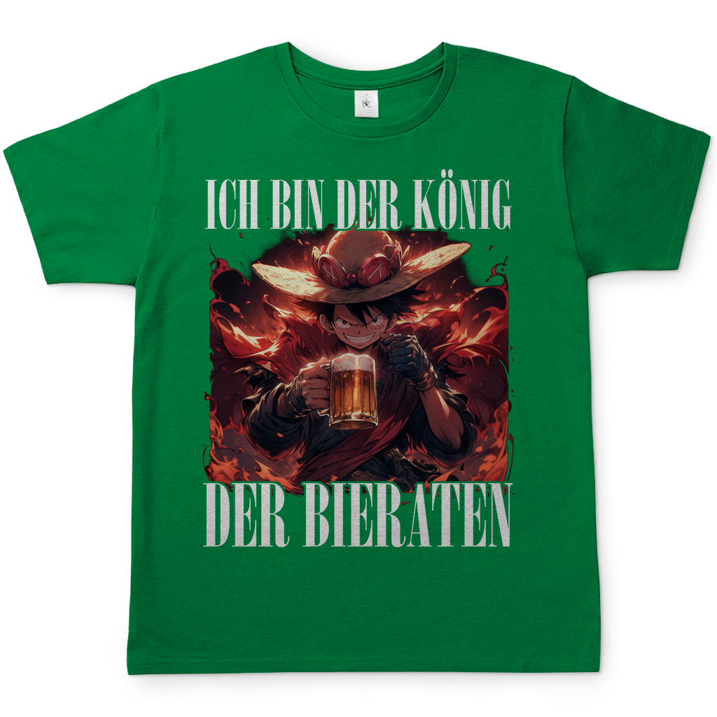 König der Bieraten Herren Shirt mit One Piece Ruffy in Kelly Grün