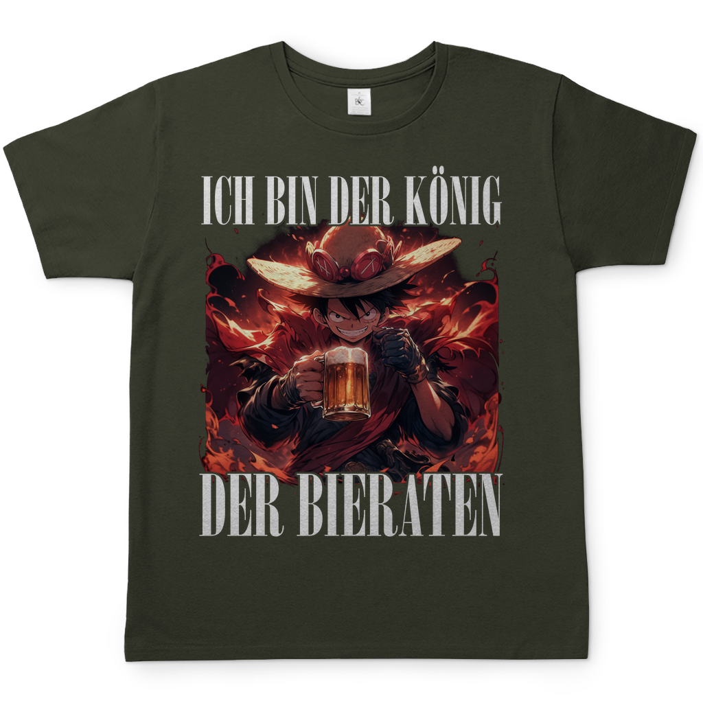 König der Bieraten Herren Shirt mit One Piece Ruffy in Khaki