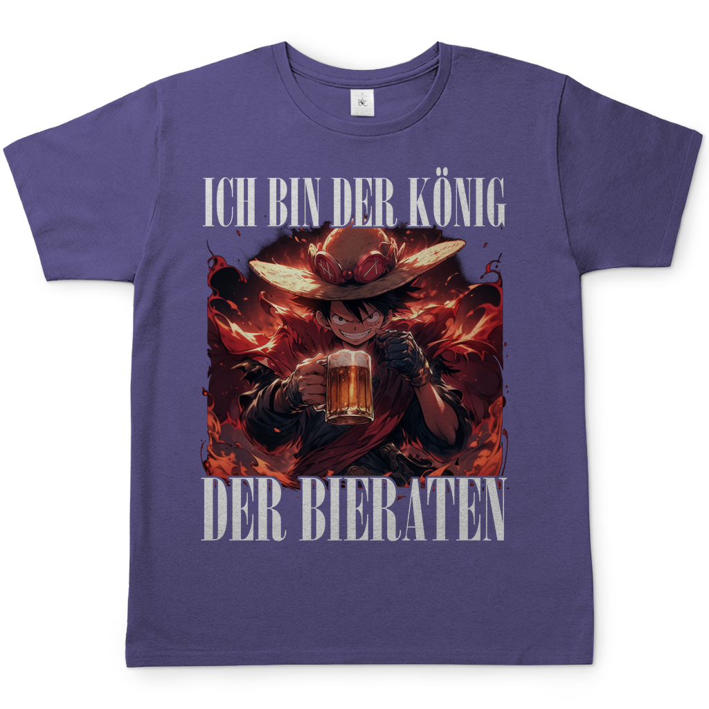 König der Bieraten Herren Shirt mit One Piece Ruffy in Millennial Lila