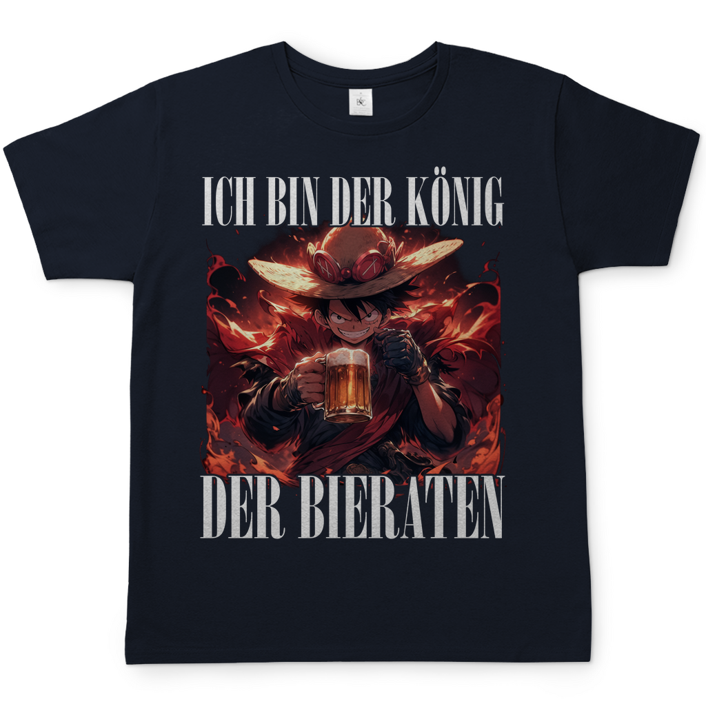 König der Bieraten Herren Shirt mit One Piece Ruffy in Navy Blau