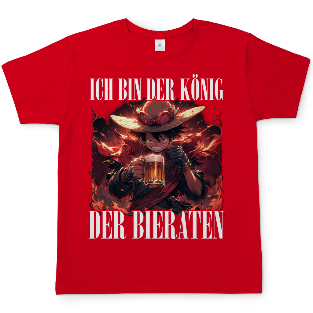 König der Bieraten Herren Shirt mit One Piece Ruffy in Rot