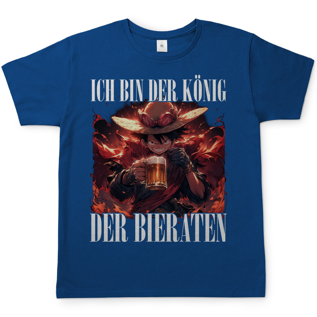 König der Bieraten Herren Shirt mit One Piece Ruffy in Royal Blau