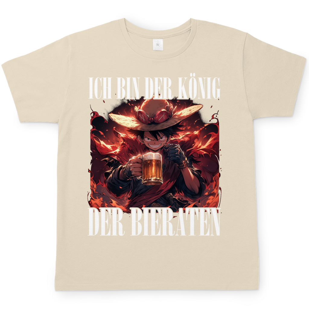König der Bieraten Herren Shirt mit One Piece Ruffy in Sand