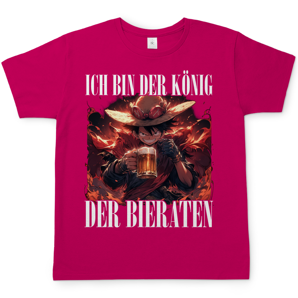 König der Bieraten Herren Shirt mit One Piece Ruffy in Sorbet Rosa