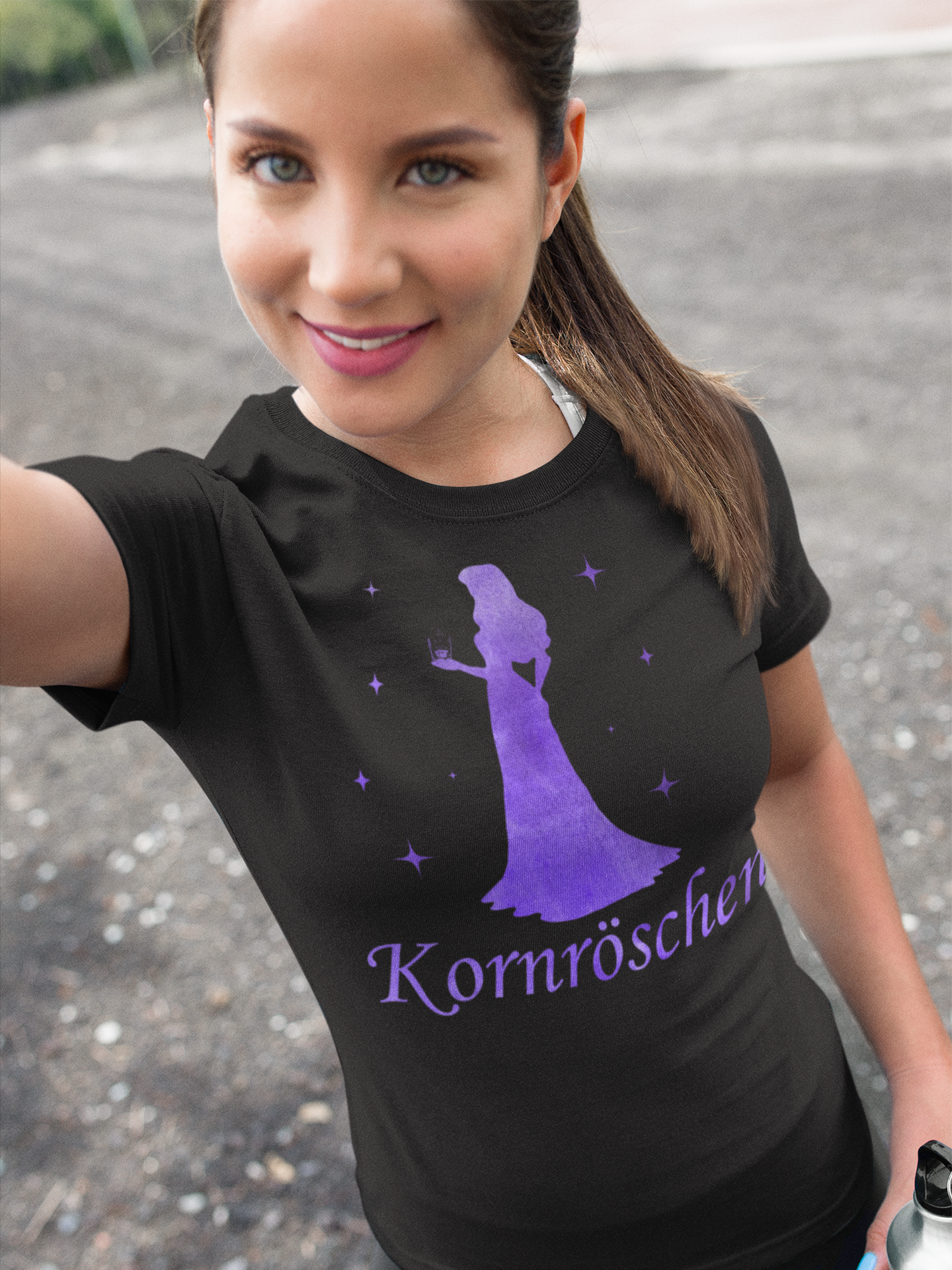 Kornröschen Aquarell Prinzessin - Damen Premium Bio T-Shirt Farbe Schwarz