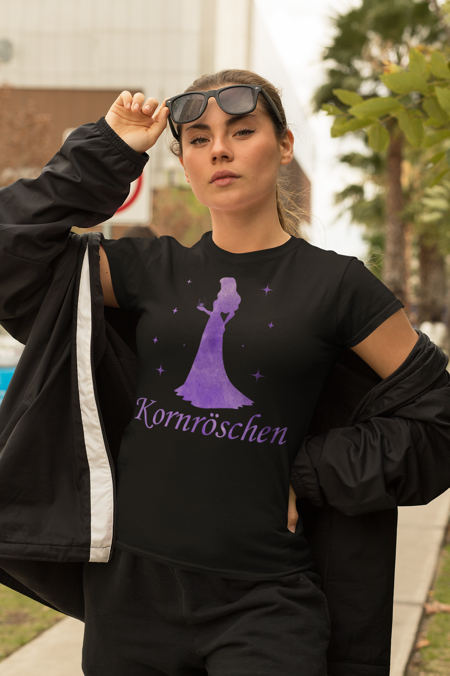 Kornröschen Aquarell Prinzessin - Damen Premium Bio T-Shirt Farbe Schwarz