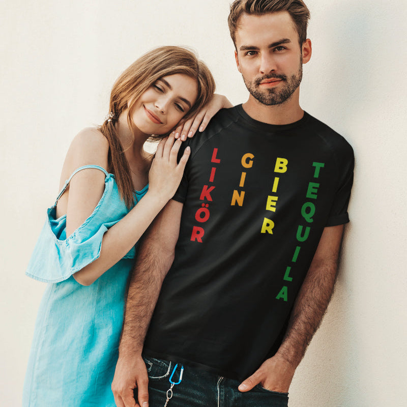 LGBT Likor Gin Bier Tequila Bio Baumwolle Shirt Maenner Party Fun Freunde