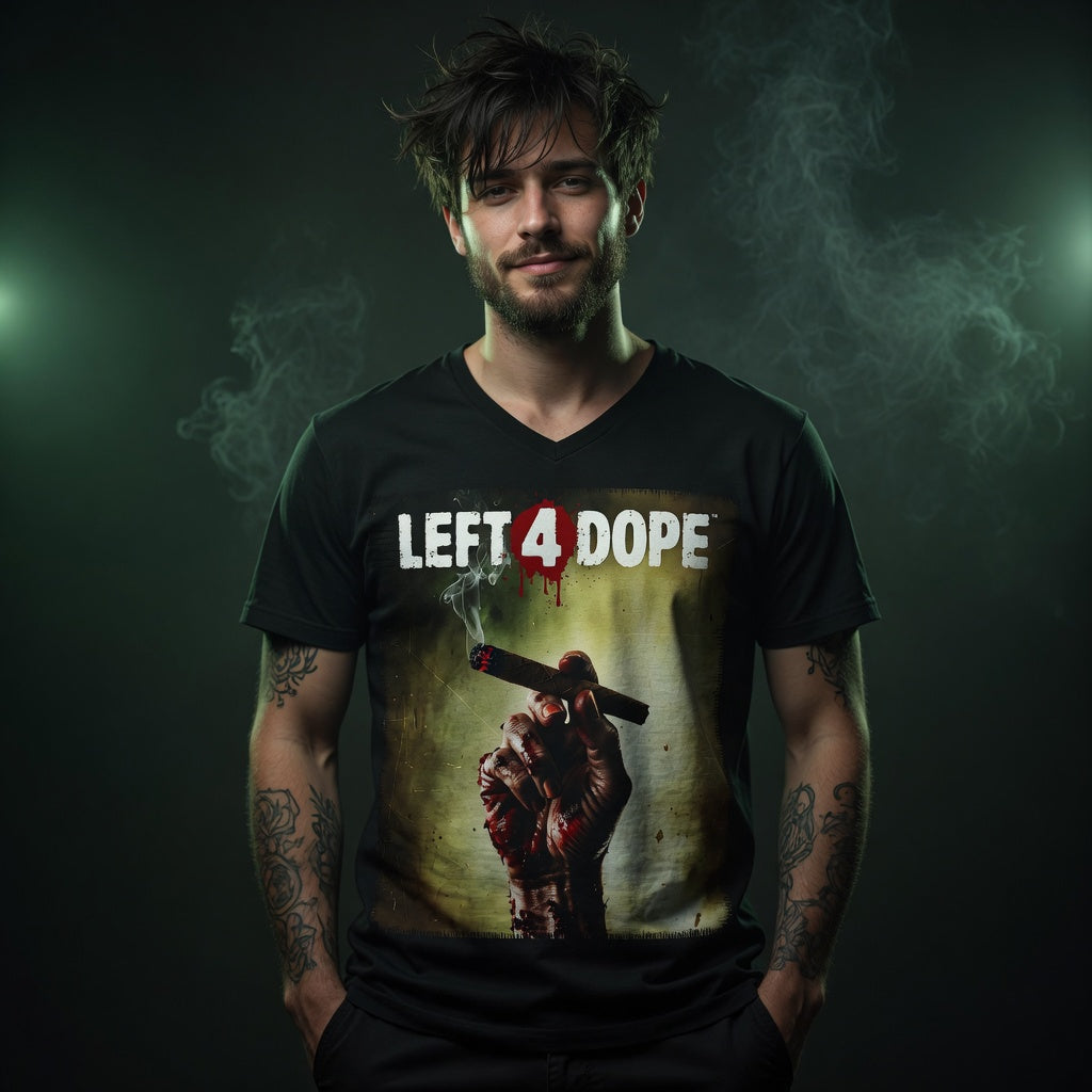 Left 4 Dope Left 4 Dead Zombie Joint Weed - Herren V-Neck T-Shirt